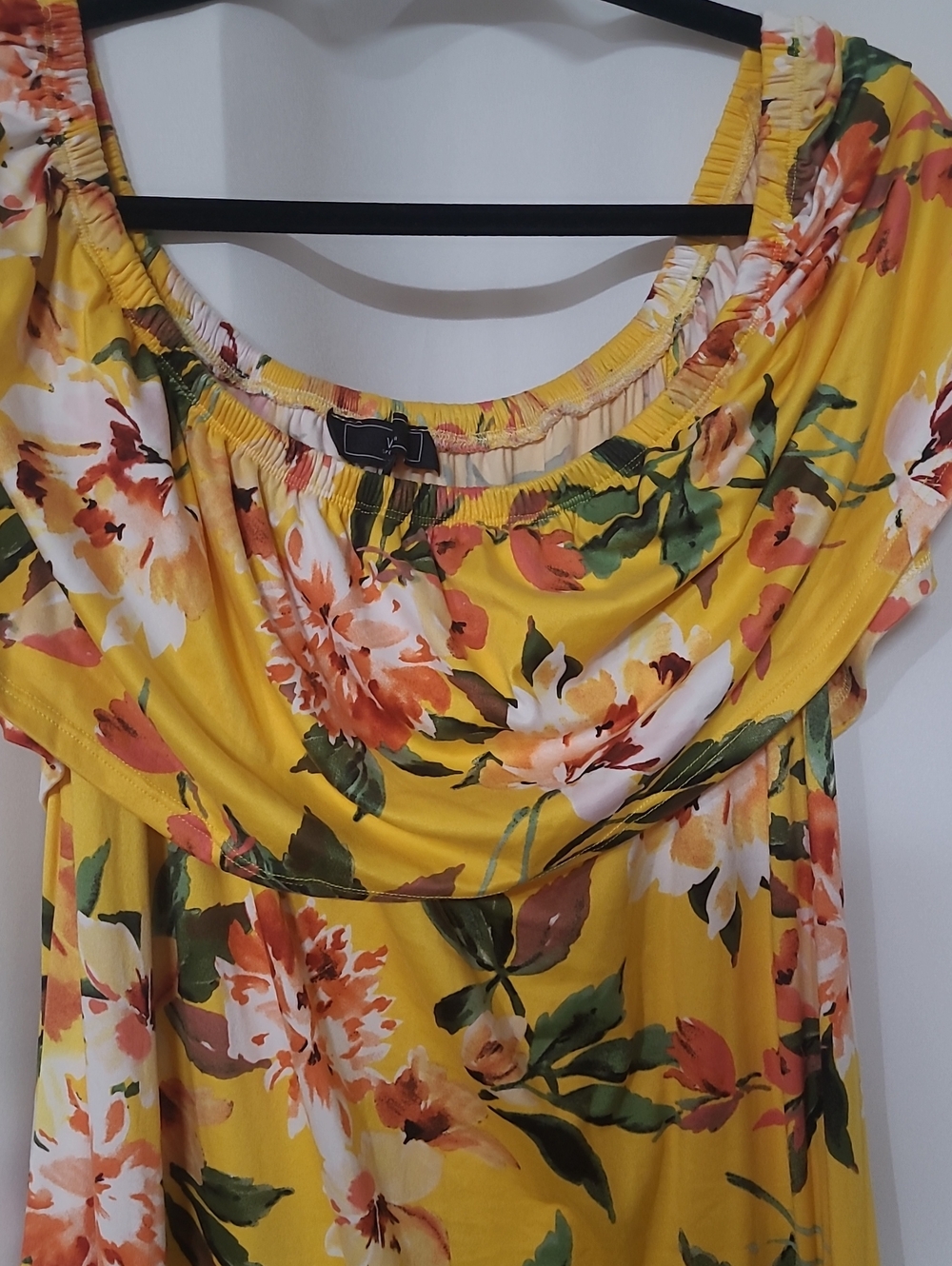 Vibe Yellow Floral Off-Shoulder Maxi Dress
